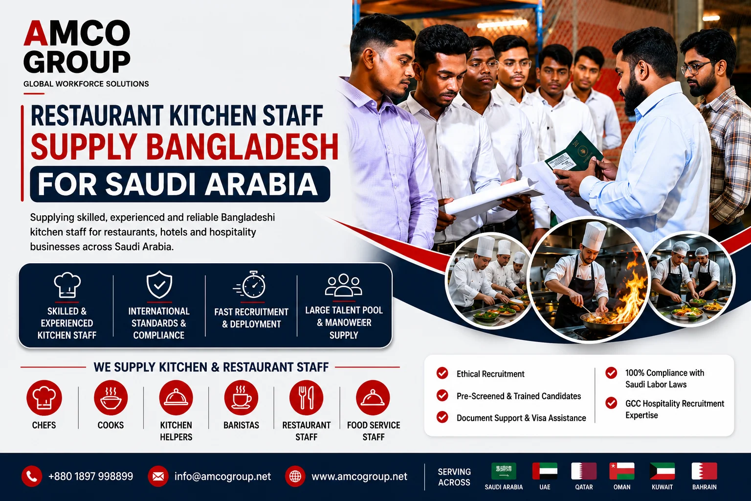 Restaurant Kitchen Staff Supply Bangladesh for Saudi Arabia AMCO GROUP